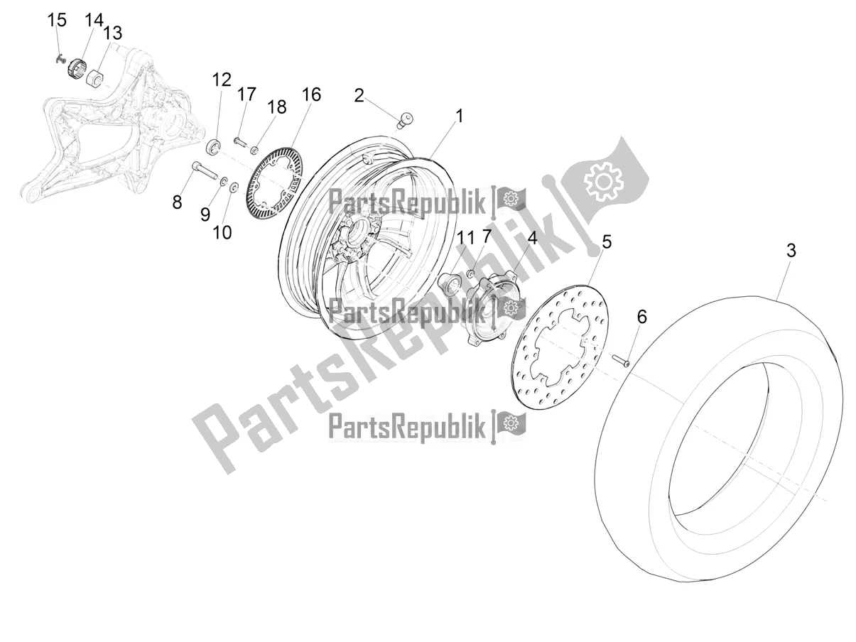 Toutes les pièces pour le Roue Arrière du Vespa GTS 125 Super ABS Apac 2022