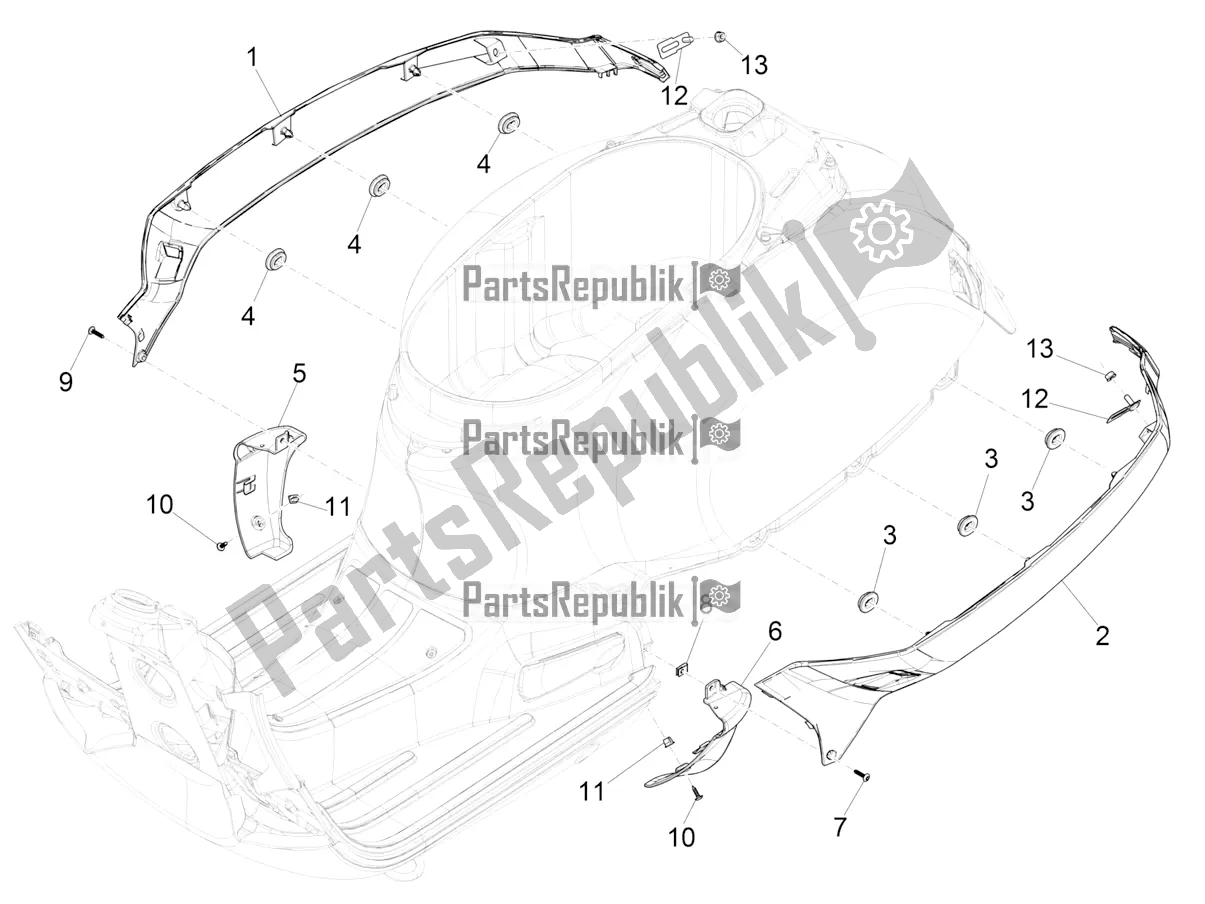 Toutes les pièces pour le Couvercle Latéral - Spoiler du Vespa GTS 125 Super ABS Apac 2022