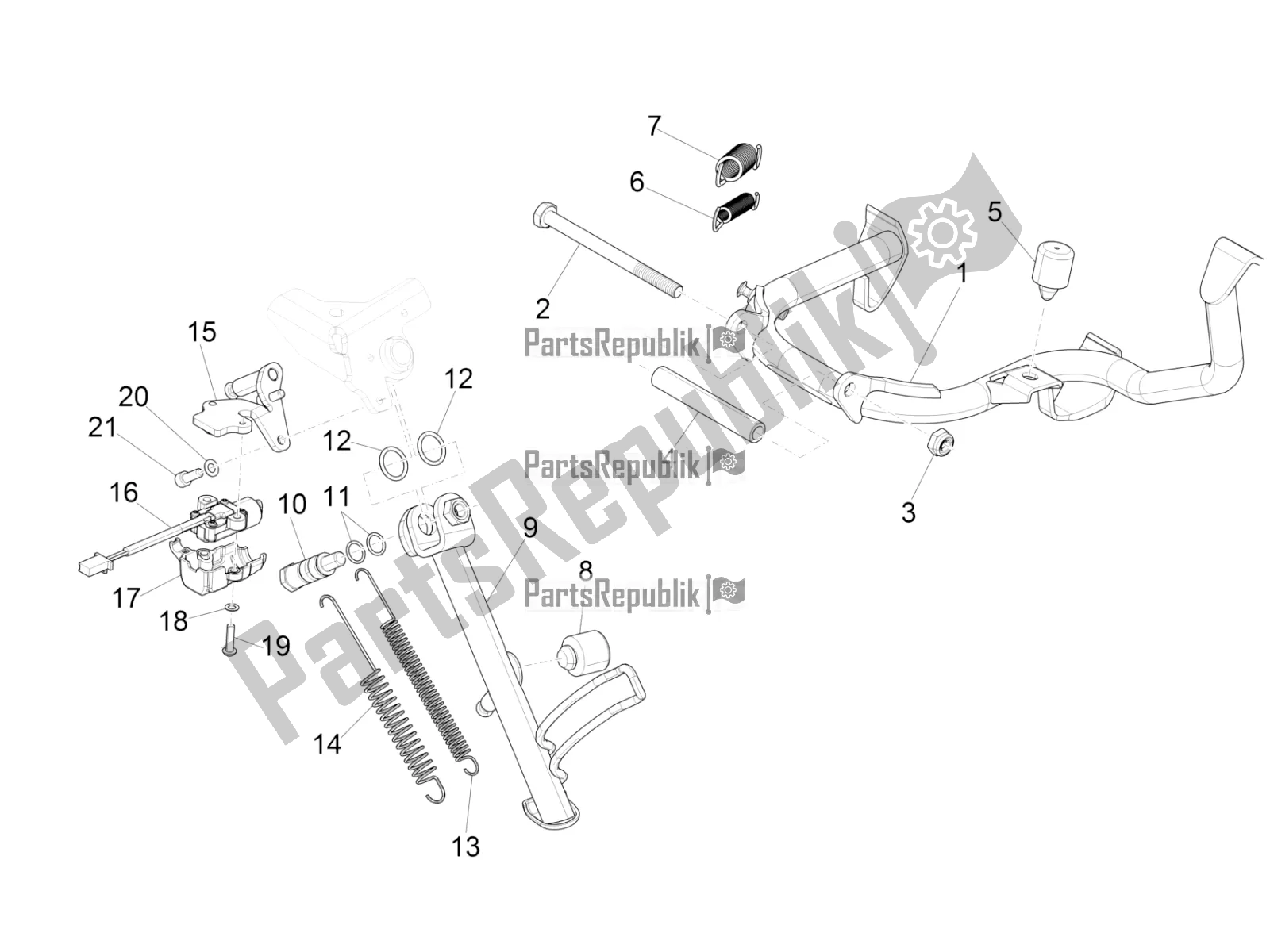 Alle onderdelen voor de Stand / S van de Vespa GTS 125 Super ABS Apac 2022