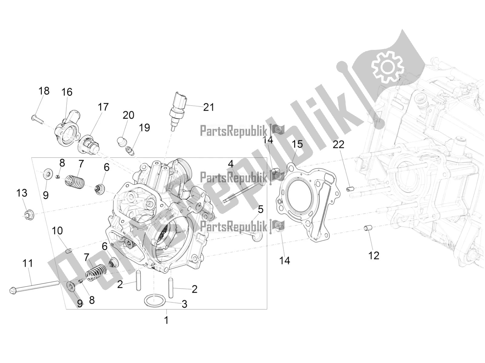 Todas as partes de Cylinder Head Unit - Valve do Vespa GTS 125 Super ABS Iget Apac 2017