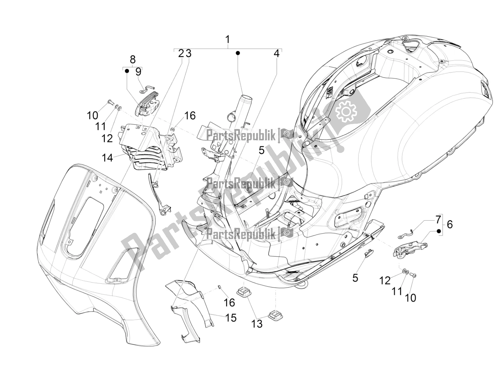 Toutes les pièces pour le Cadre / Carrosserie du Vespa GTS 125 Super ABS Iget Apac 2017