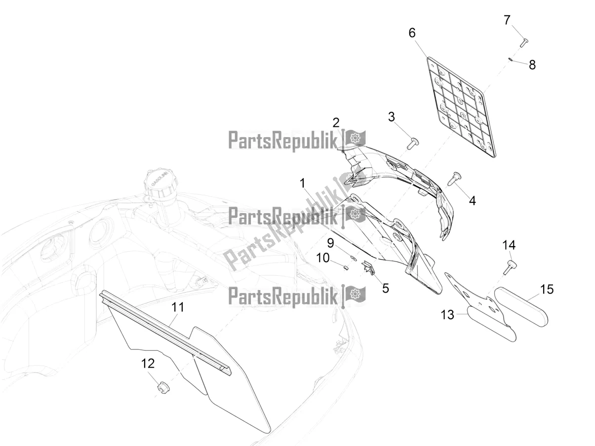 Toutes les pièces pour le Capot Arrière - Protection Contre Les éclaboussures du Vespa GTS 125 Super ABS Iget Apac 2017