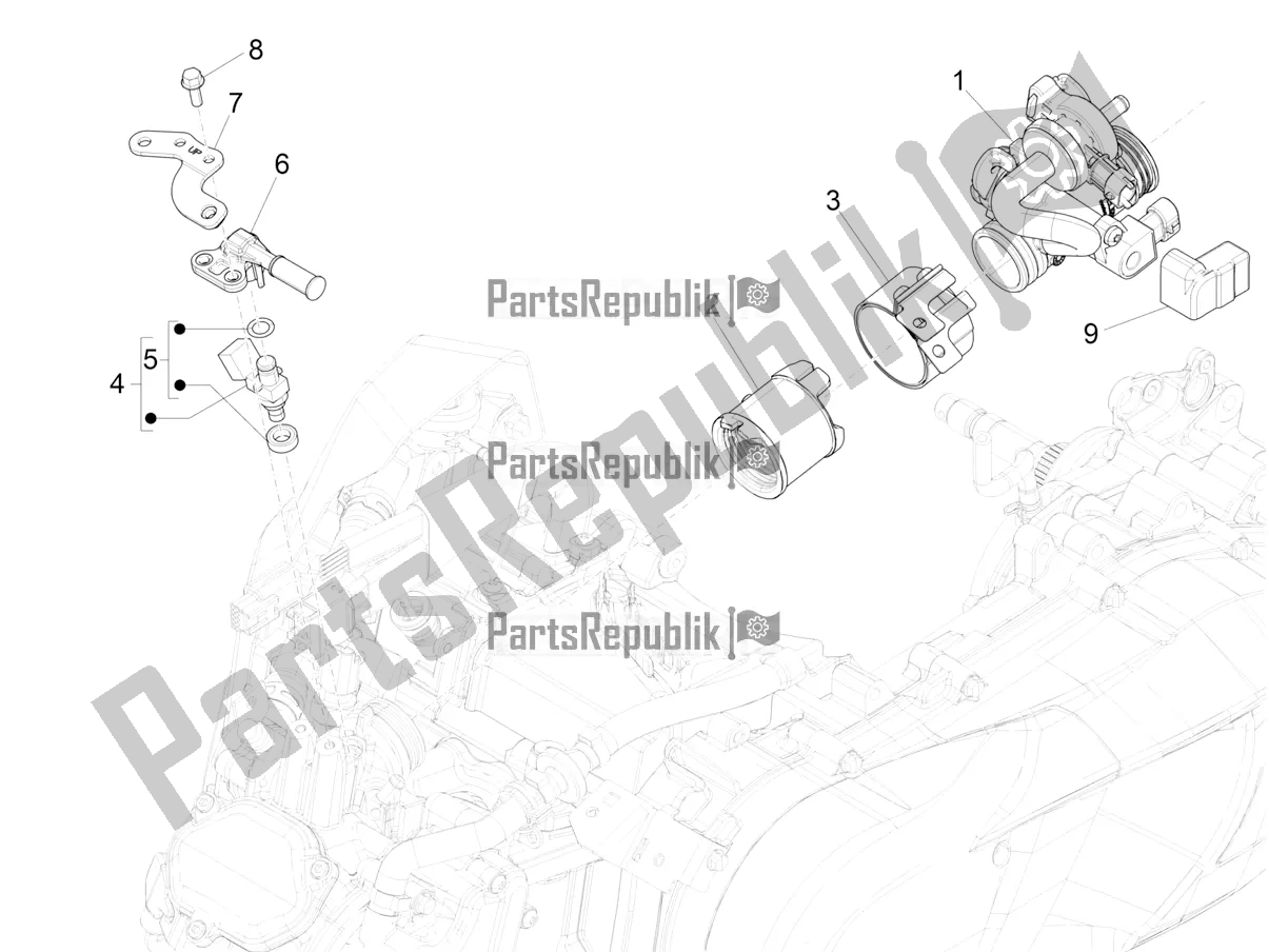 All parts for the Throttle Body - Injector - Induction Joint of the Vespa GTS 125 Super ABS Iget Apac 2017