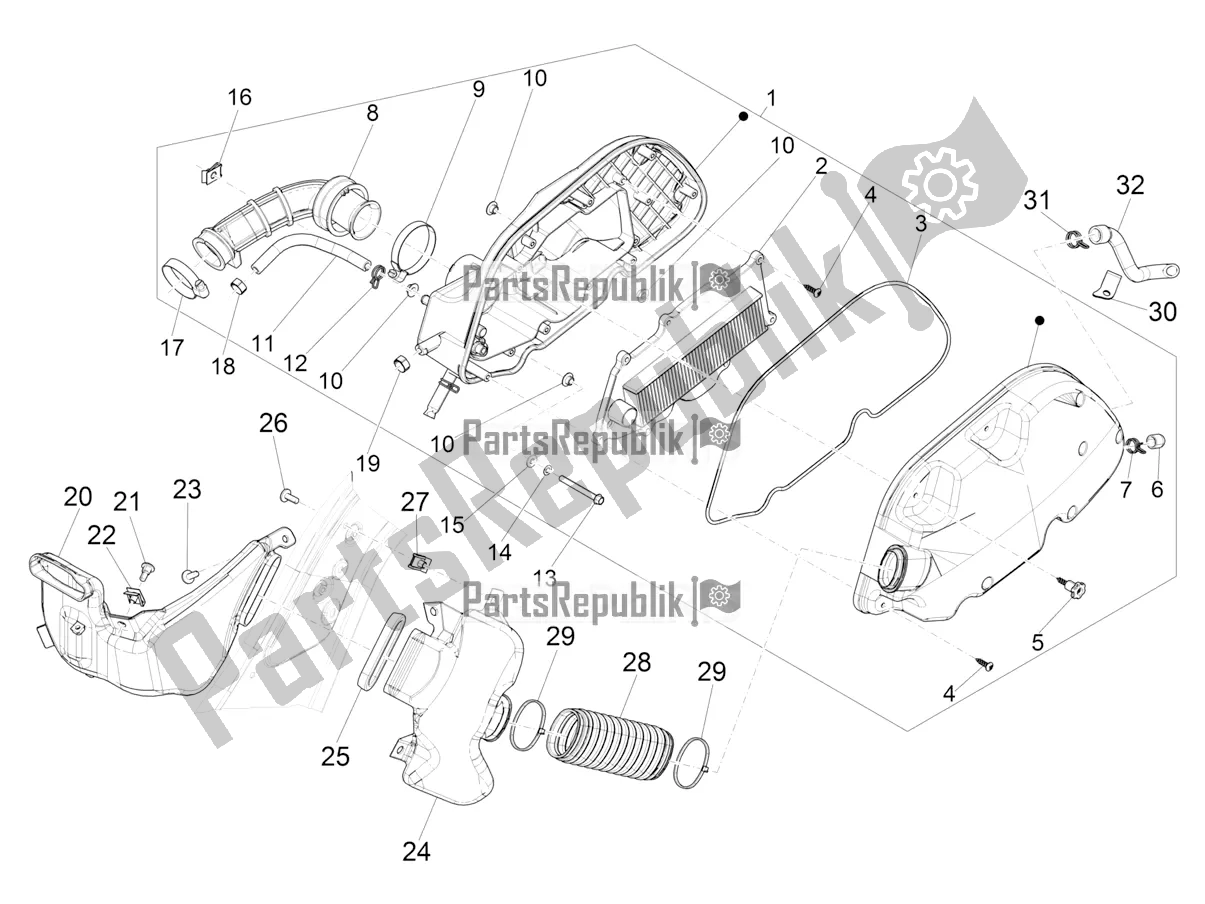 Toutes les pièces pour le Filtre à Air du Vespa GTS 125 Super ABS Iget Apac 2018