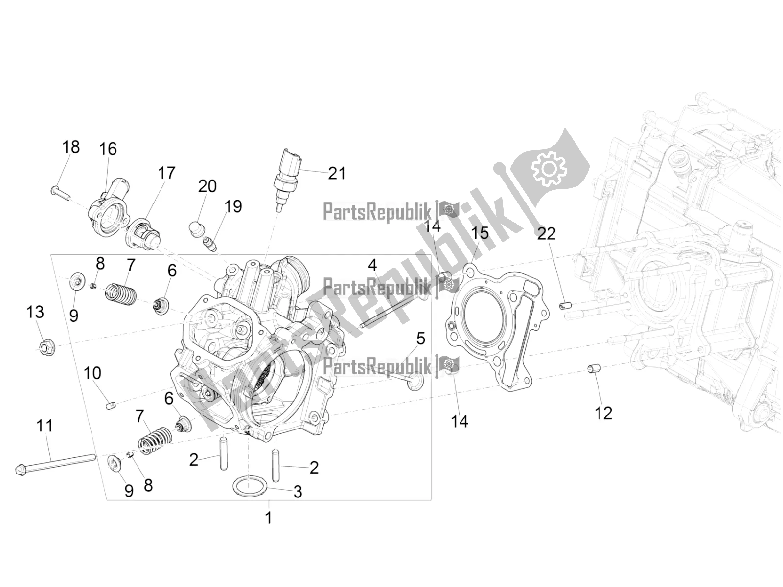 Todas as partes de Cylinder Head Unit - Valve do Vespa GTS 125 Super ABS Iget Apac 2018