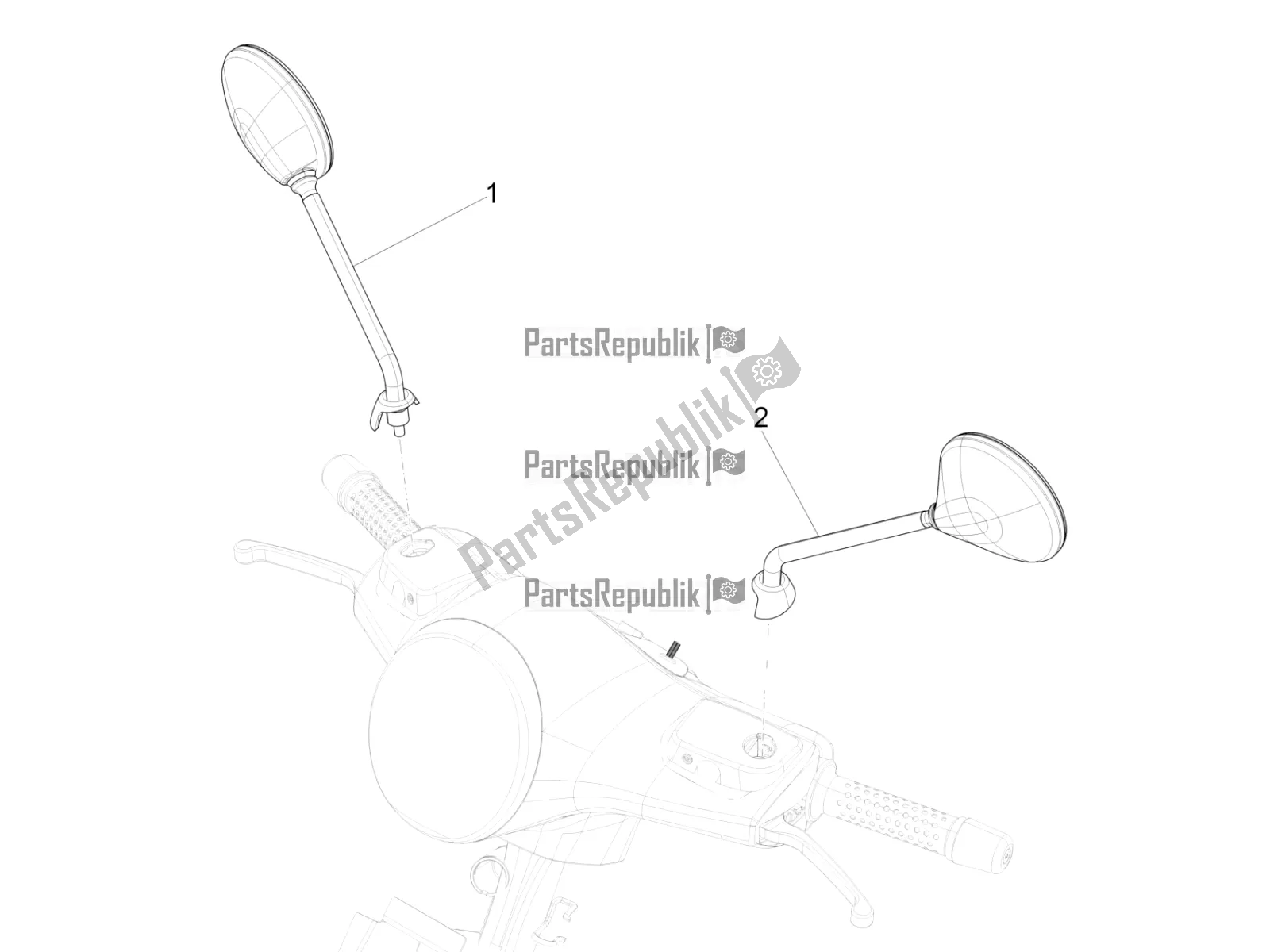 Todas as partes de Espelho (s) De Direção do Vespa GTS 125 Super ABS Iget Apac 2018