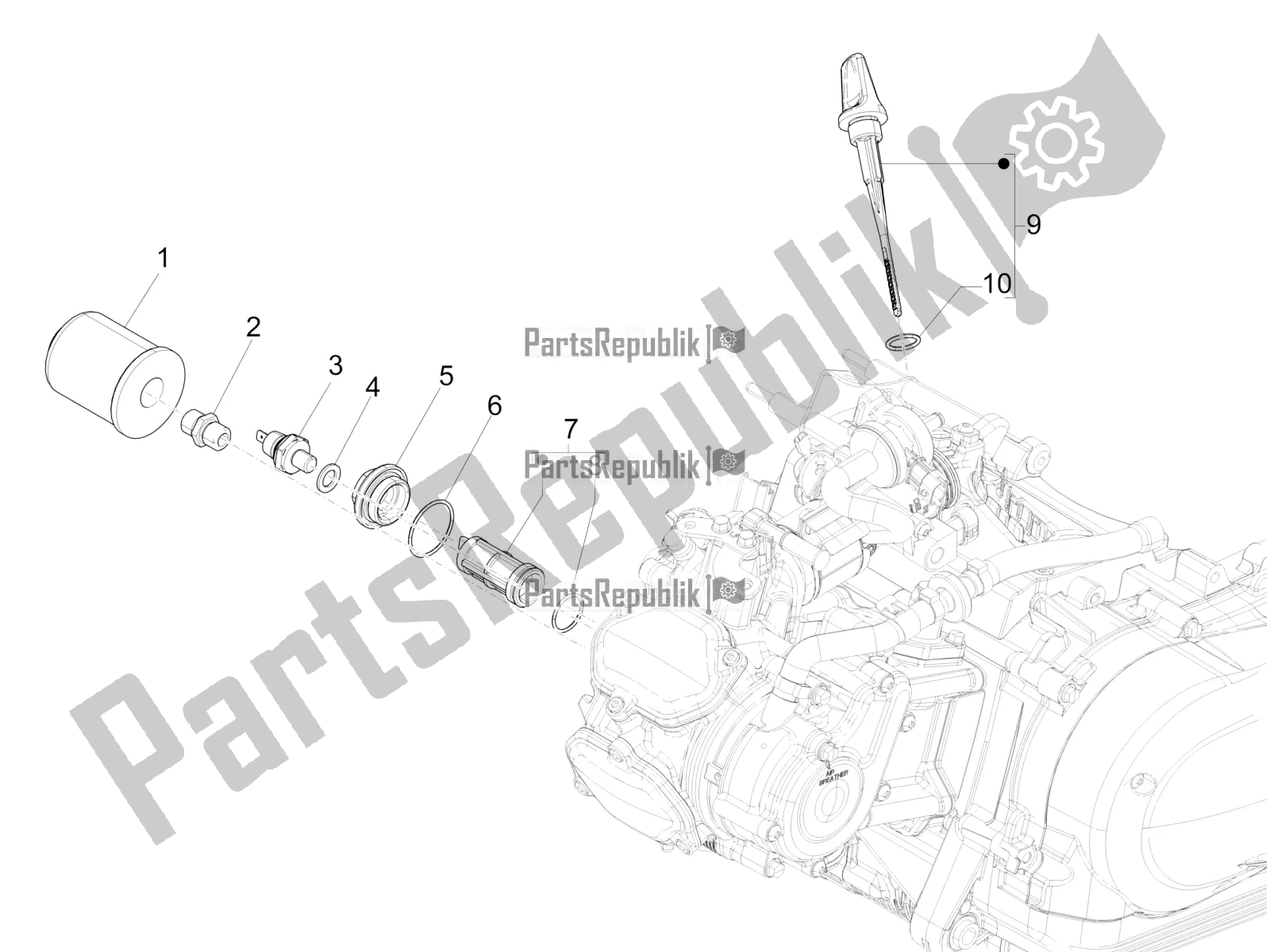 All parts for the Flywheel Magneto Cover - Oil Filter of the Vespa GTS 125 Super ABS Iget Apac 2018