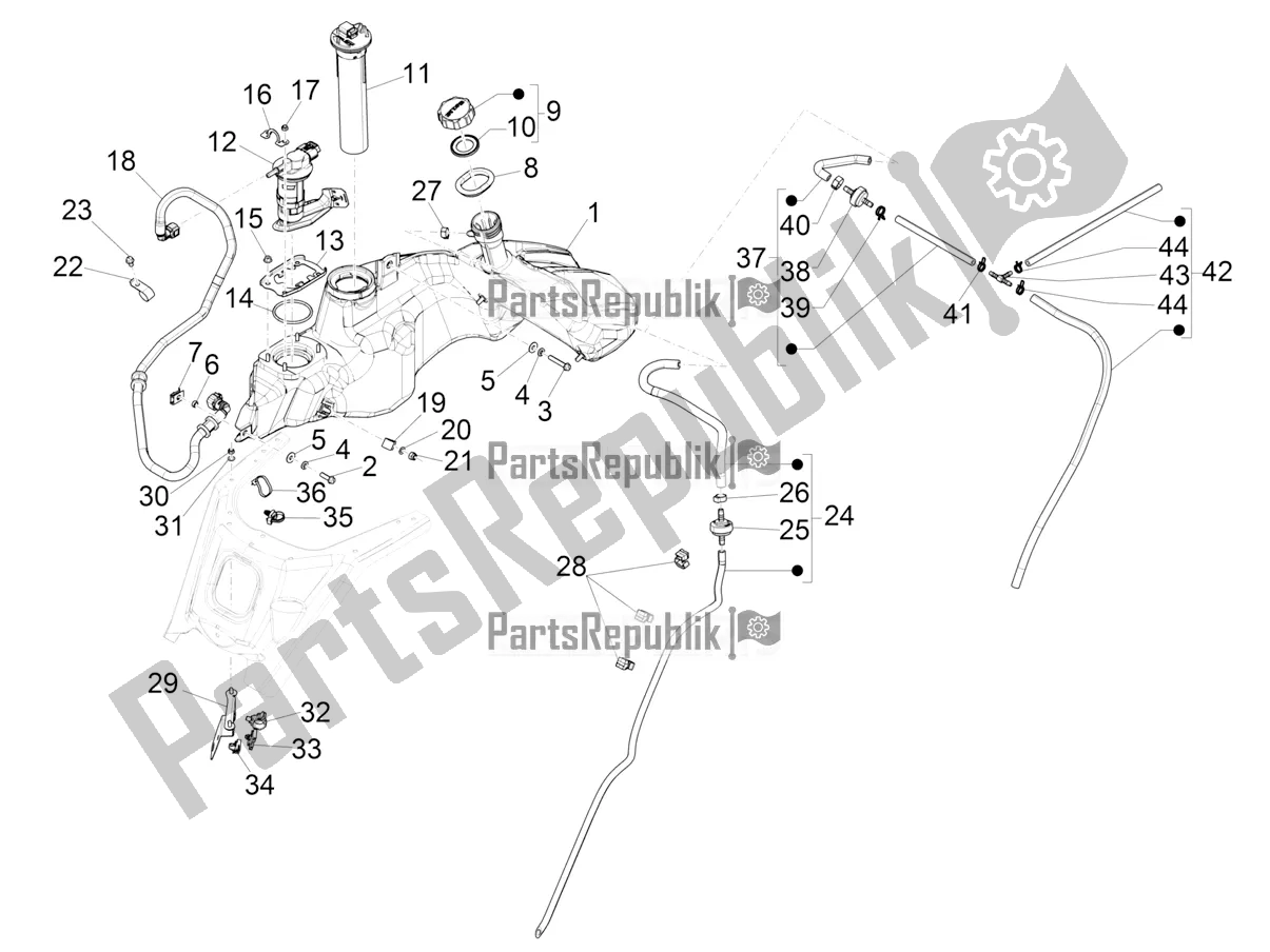 Todas las partes para Depósito De Combustible de Vespa GTS 125 Super ABS Iget Apac 2018