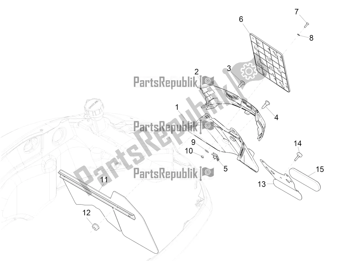 Toutes les pièces pour le Capot Arrière - Protection Contre Les éclaboussures du Vespa GTS 125 Super ABS Iget Apac 2018