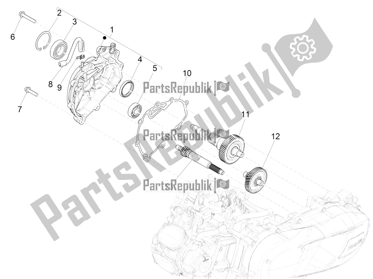 All parts for the Reduction Unit of the Vespa GTS 125 Super ABS Iget Apac 2018