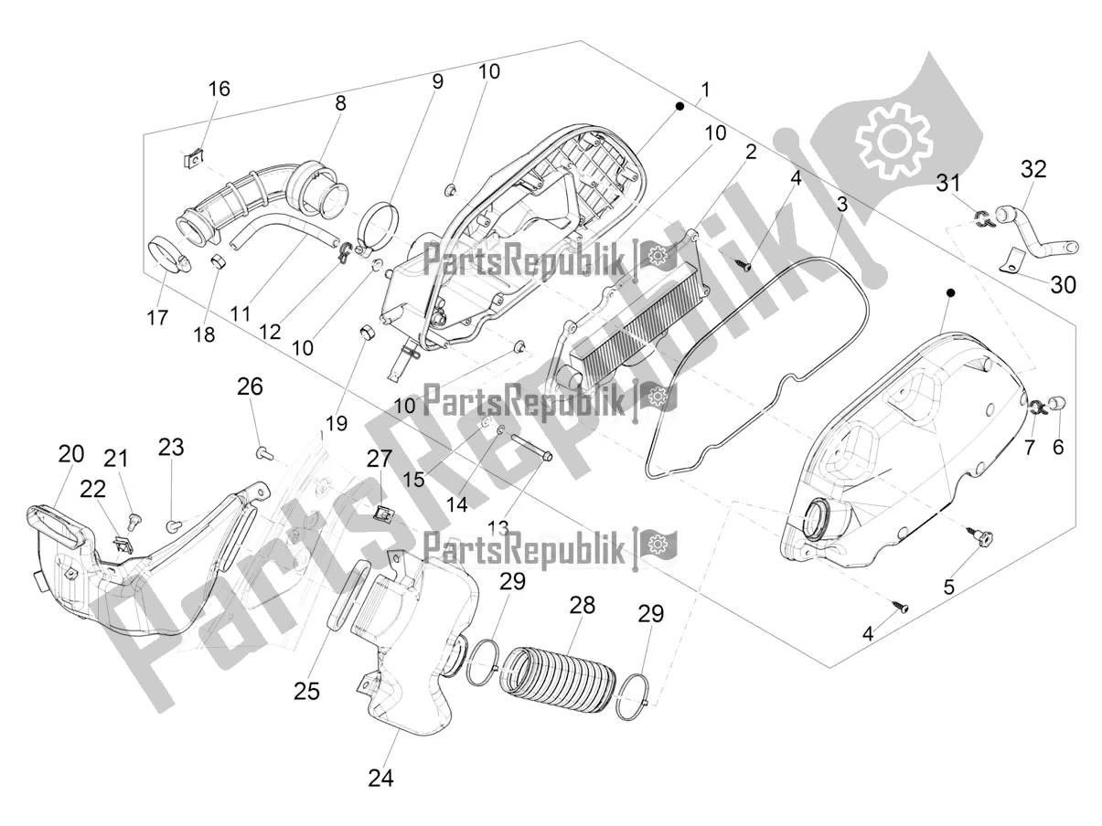 Todas las partes para Filtro De Aire de Vespa GTS 125 Super ABS Iget Apac 2019