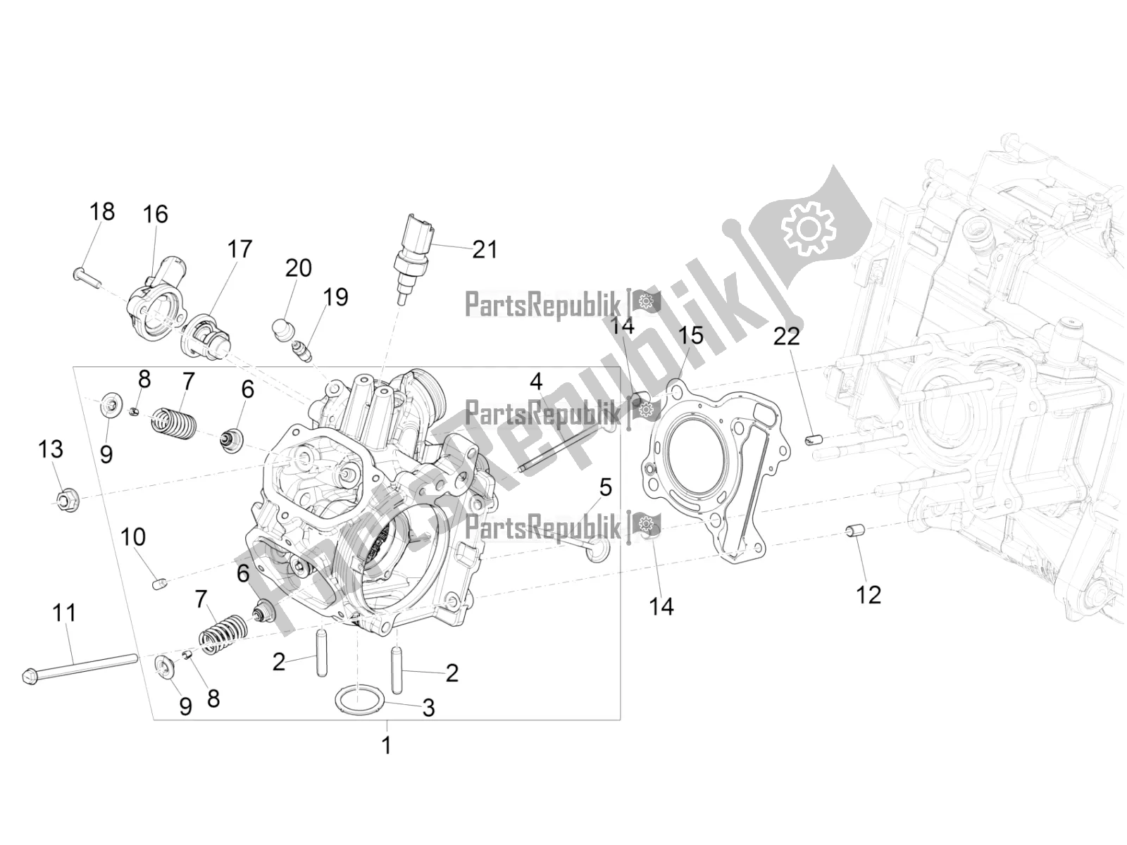 Todas las partes para Cylinder Head Unit - Valve de Vespa GTS 125 Super ABS Iget Apac 2019