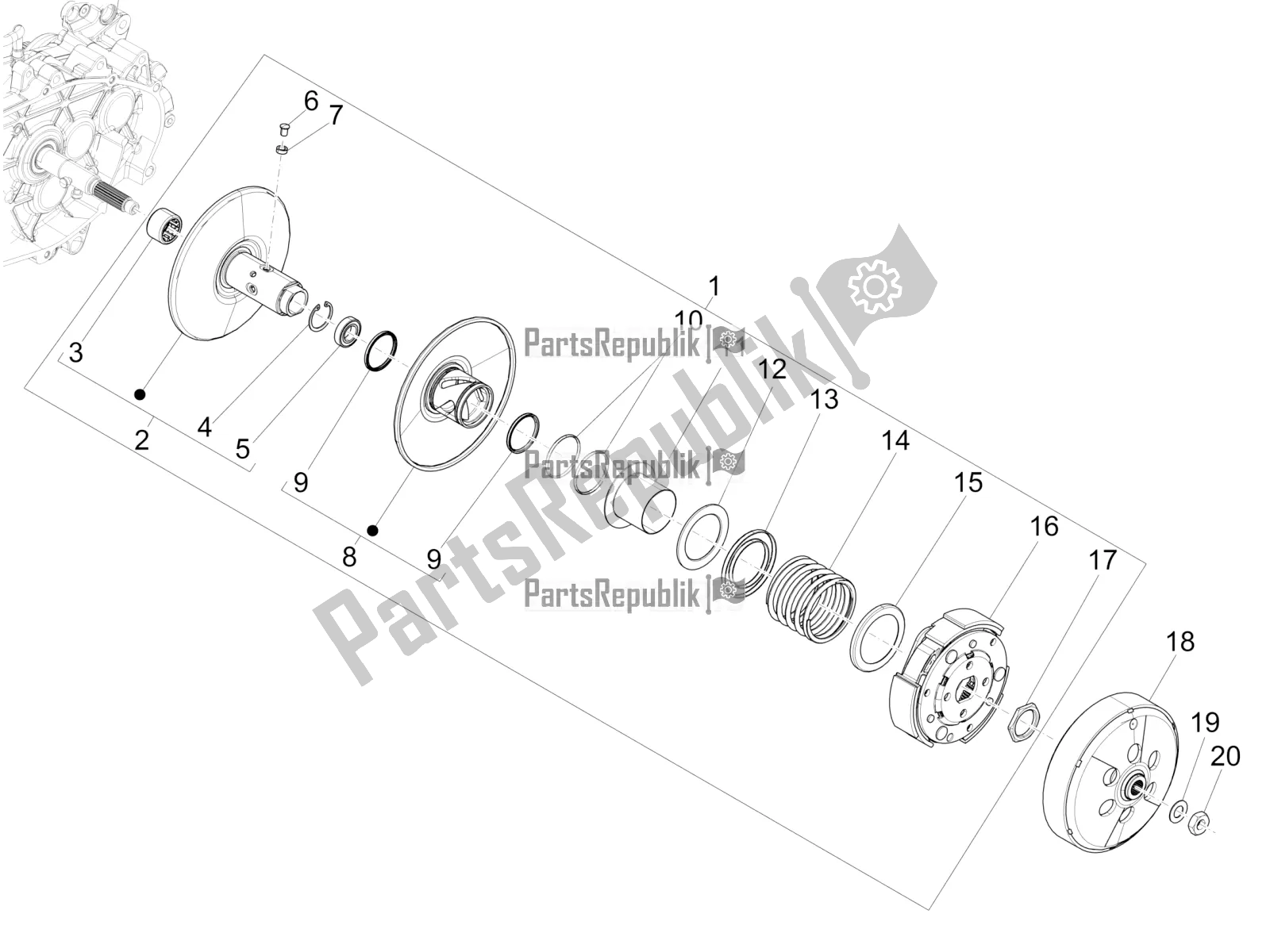 Toutes les pièces pour le Poulie Menée du Vespa GTS 125 Super ABS Iget Apac 2019
