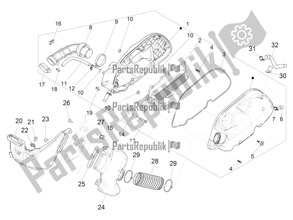 Todas las partes para Filtro De Aire de Vespa GTS 125 Super ABS Iget Apac 2020