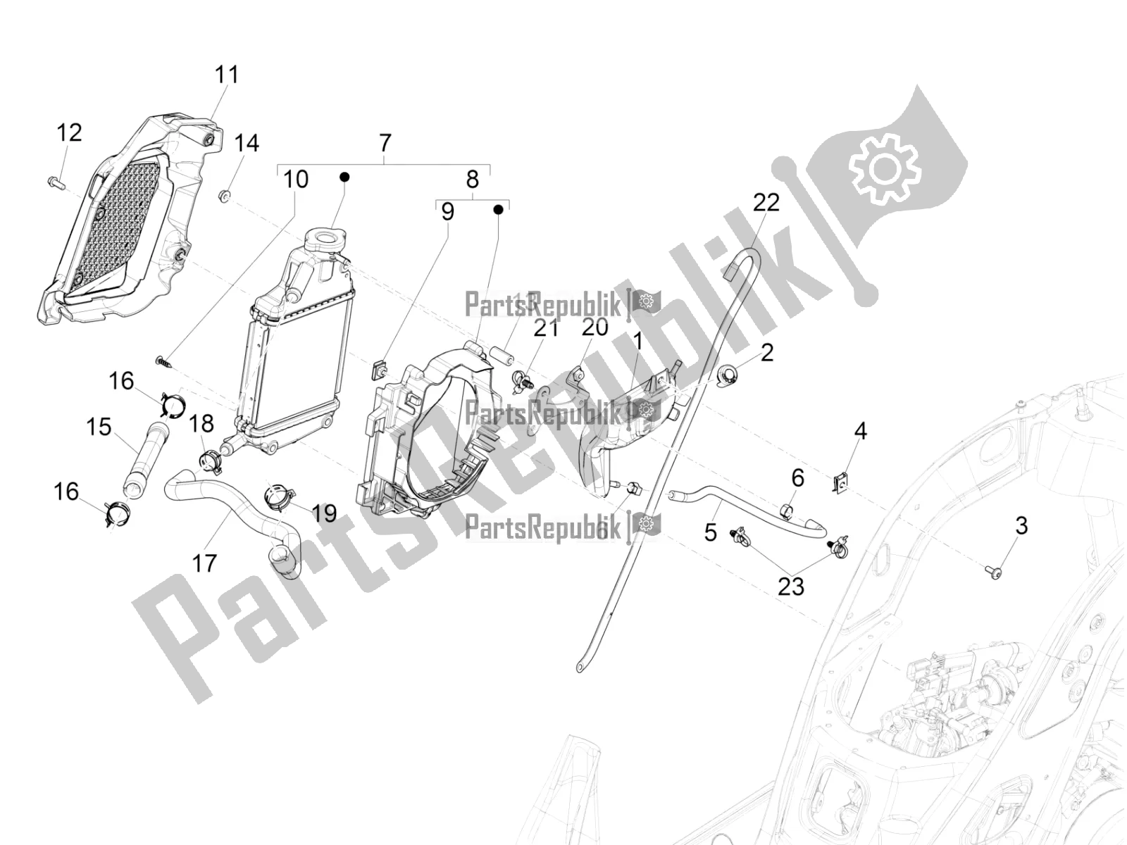 Toutes les pièces pour le Système De Refroidissement du Vespa GTS 125 Super ABS Iget Apac 2020