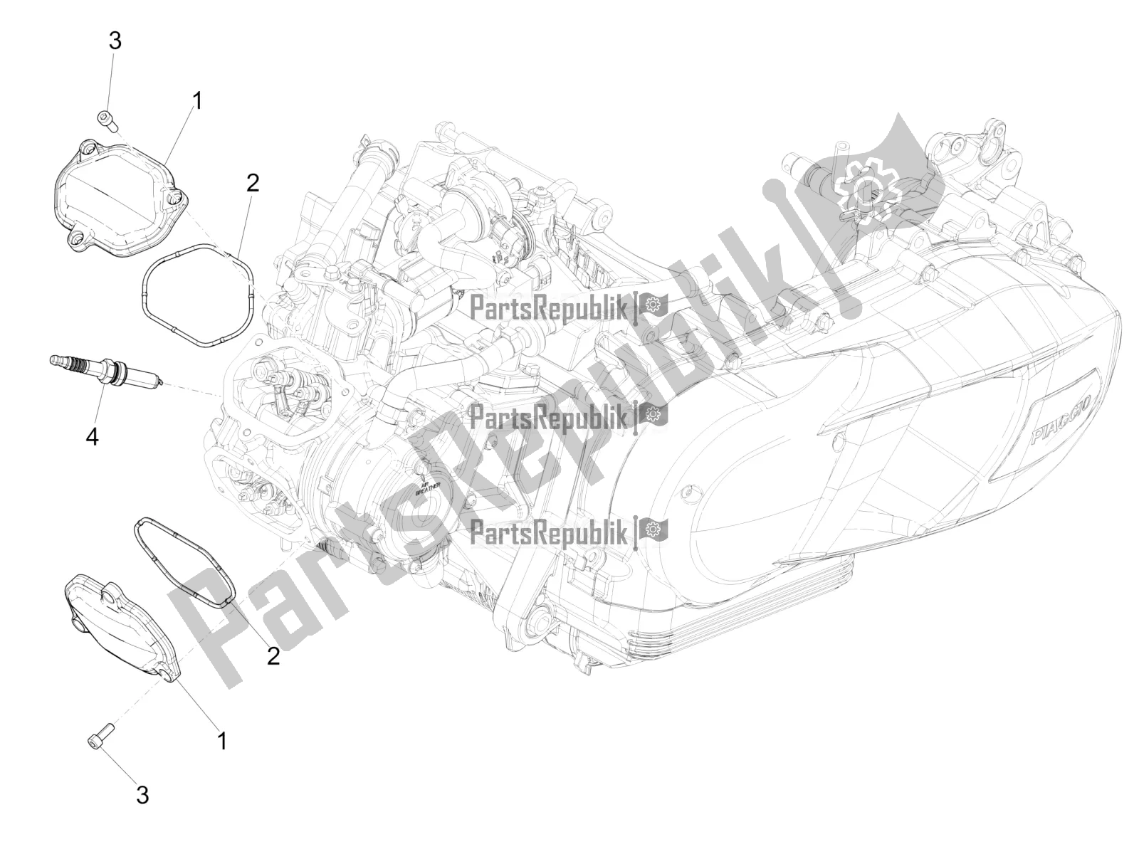 Todas las partes para Cubierta De Tapa De Cilindro de Vespa GTS 125 Super ABS Iget Apac 2020