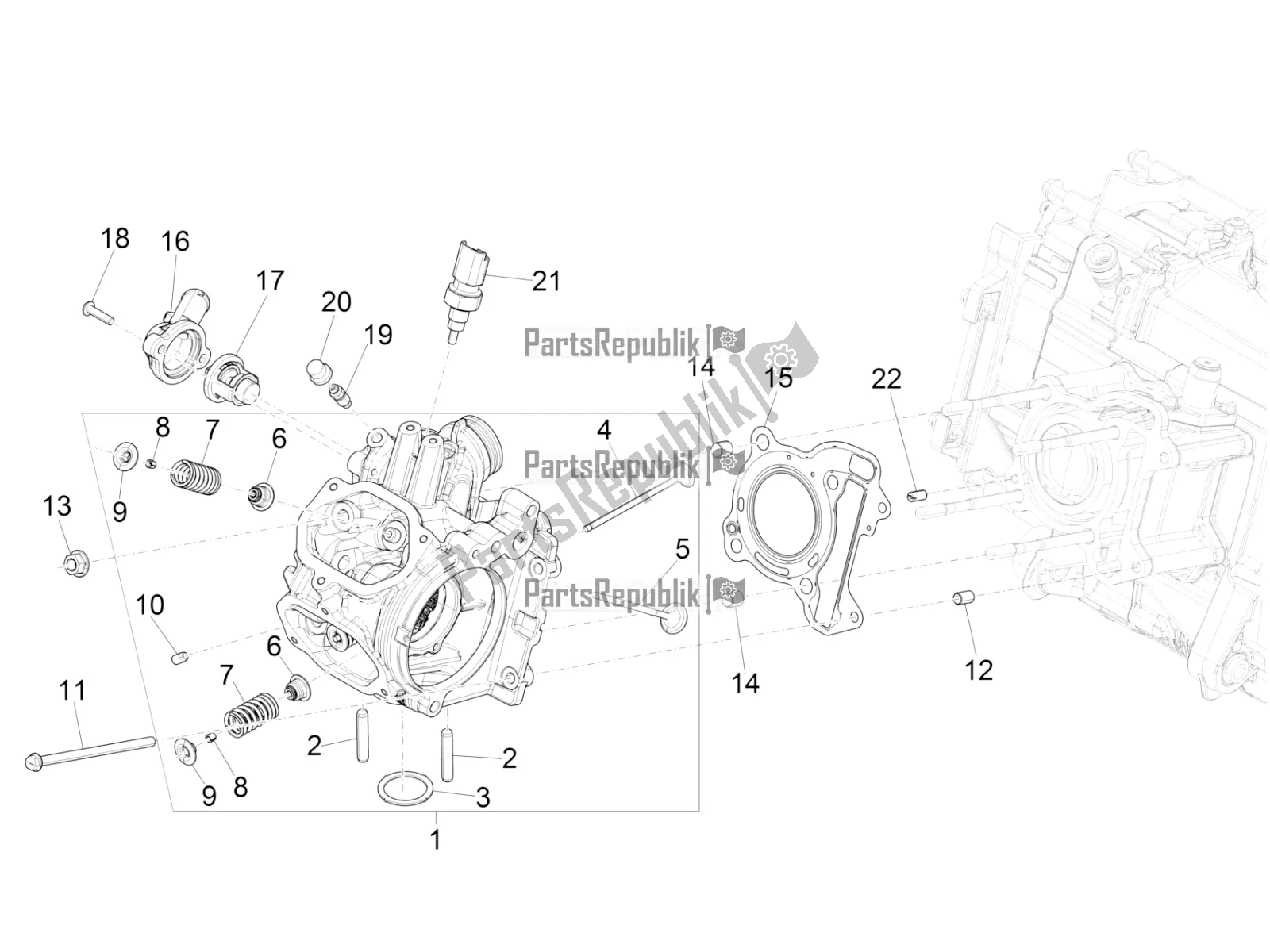 Todas las partes para Cylinder Head Unit - Valve de Vespa GTS 125 Super ABS Iget Apac 2020