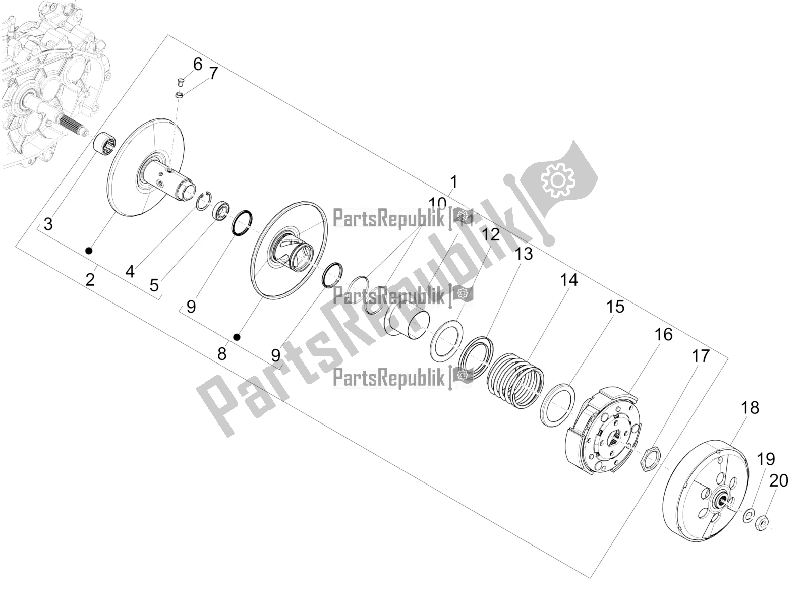 Toutes les pièces pour le Poulie Menée du Vespa GTS 125 Super ABS Iget Apac 2020