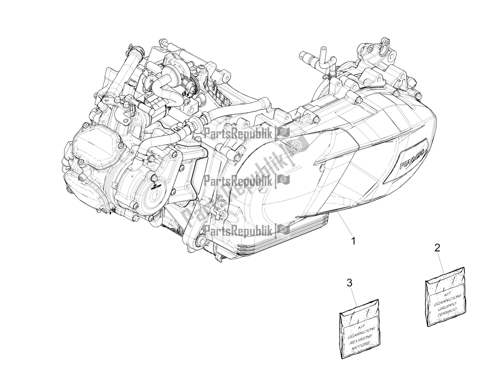 Todas las partes para Ensamblaje Del Motor de Vespa GTS 125 Super ABS Iget Apac 2020