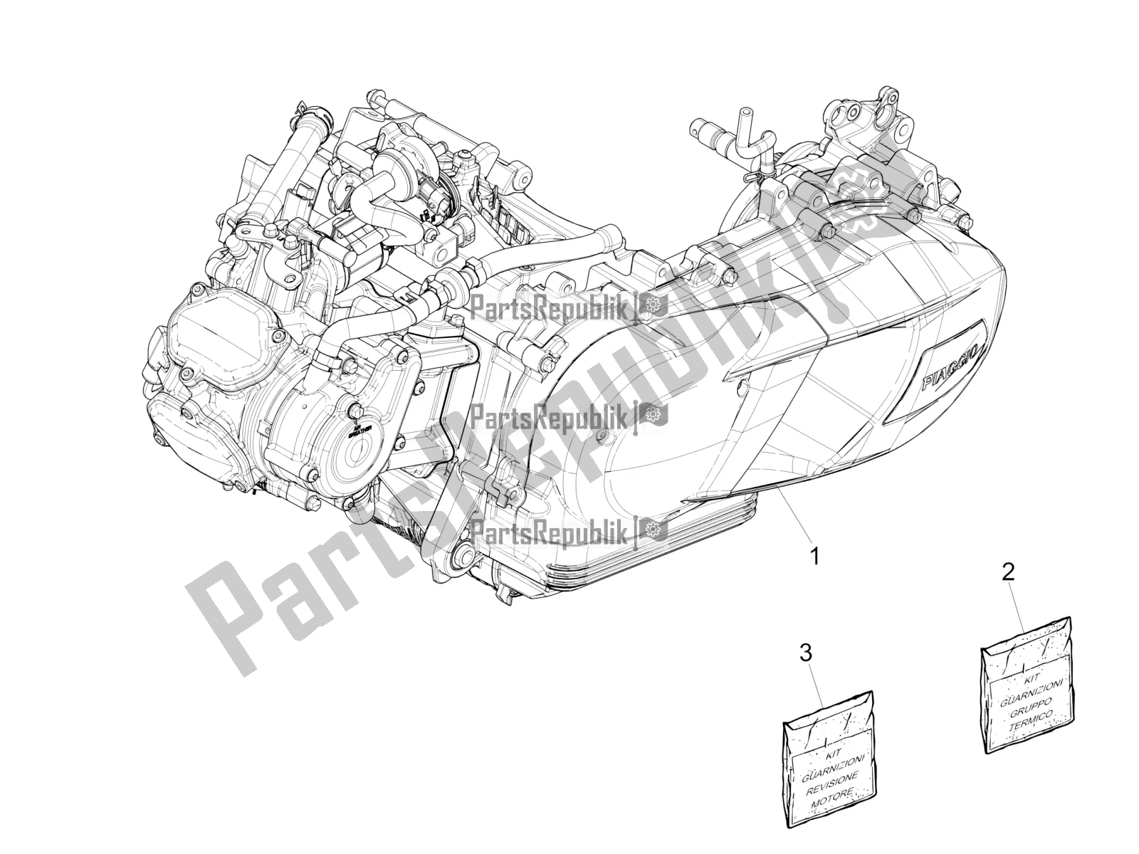 Todas las partes para Ensamblaje Del Motor de Vespa GTS 125 Super ABS Iget Apac 2020