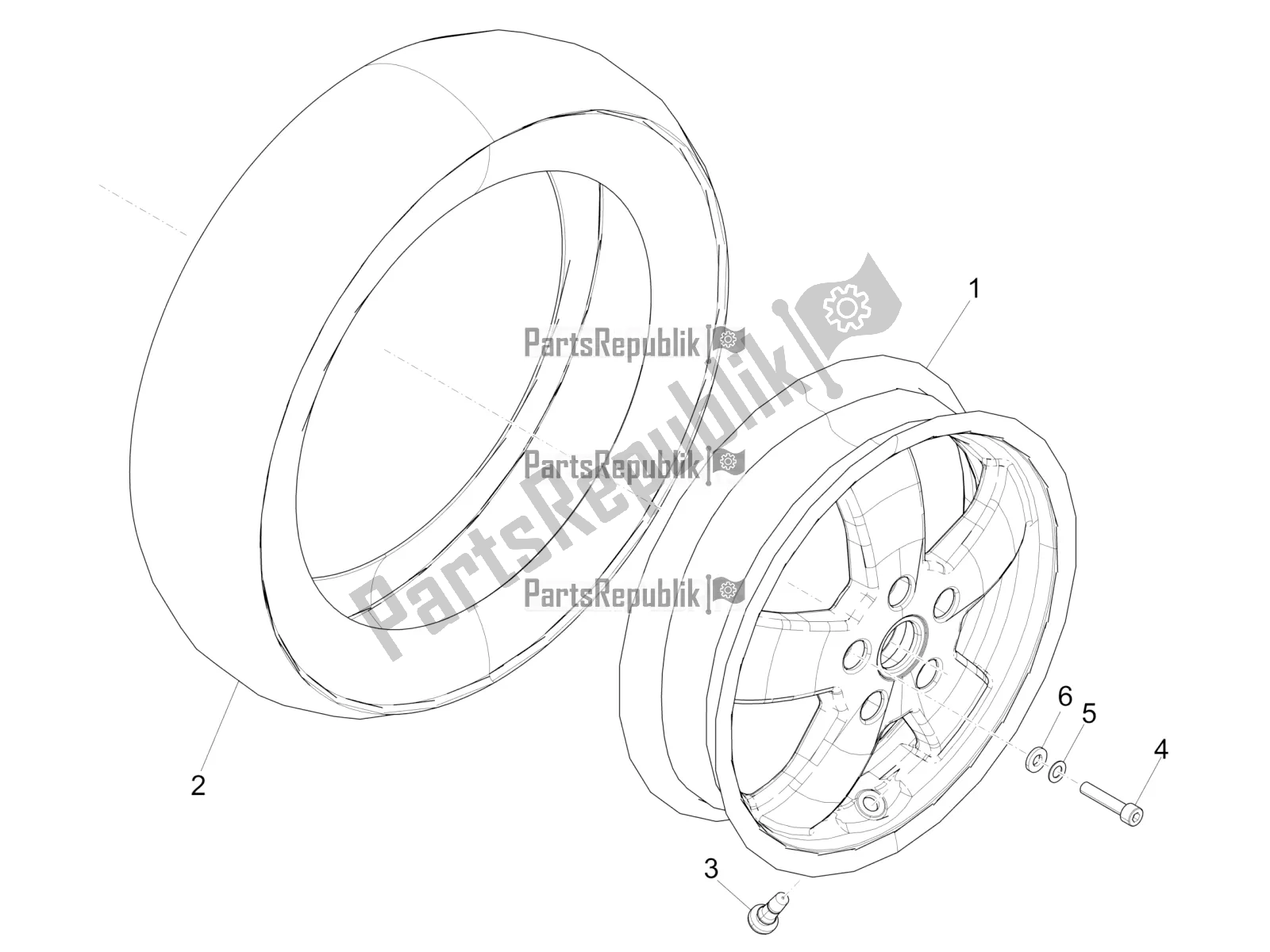 Todas las partes para Rueda Delantera de Vespa GTS 125 Super ABS Iget Apac 2020