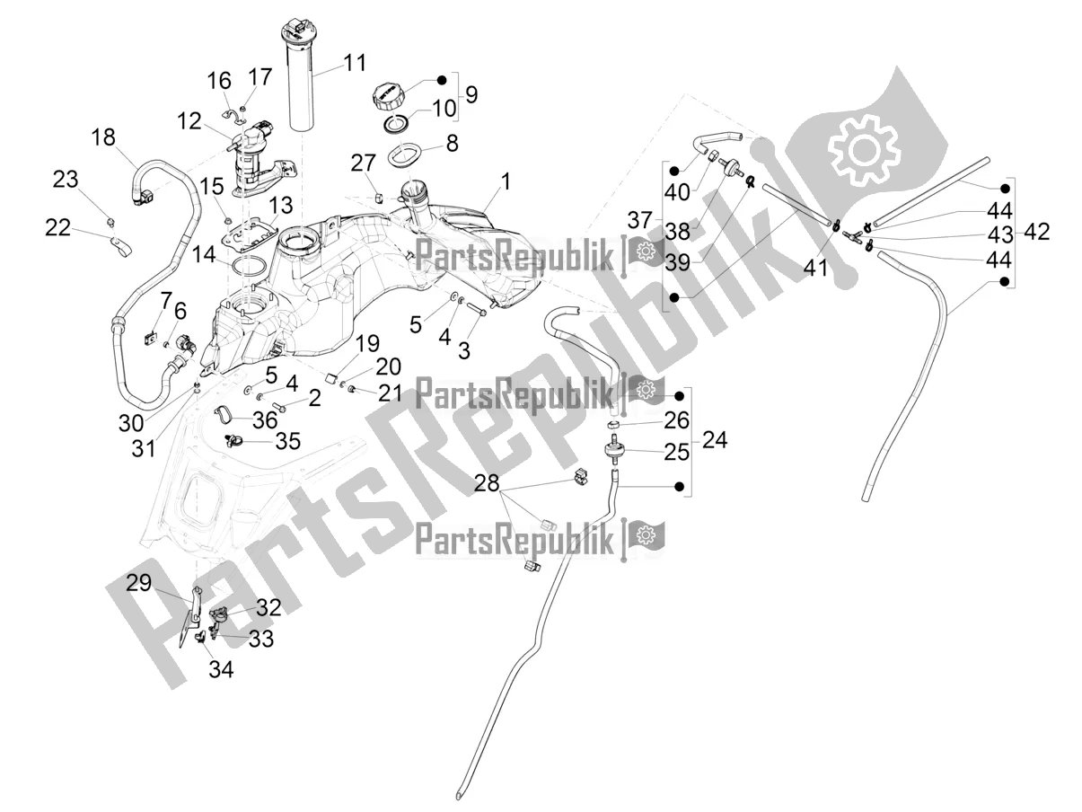 Todas las partes para Depósito De Combustible de Vespa GTS 125 Super ABS Iget Apac 2020