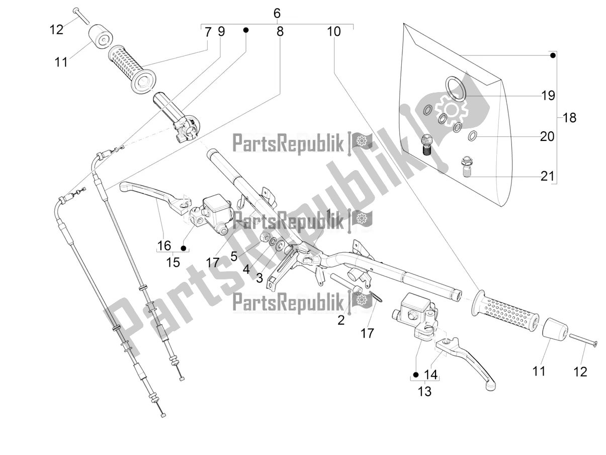 Todas as partes de Guiador - Master Cil. Do Vespa GTS 125 Super ABS Iget Apac 2020