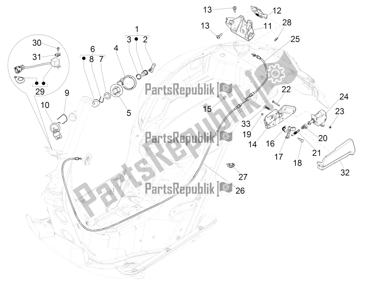 Toutes les pièces pour le Serrures du Vespa GTS 125 Super ABS Iget Apac 2020