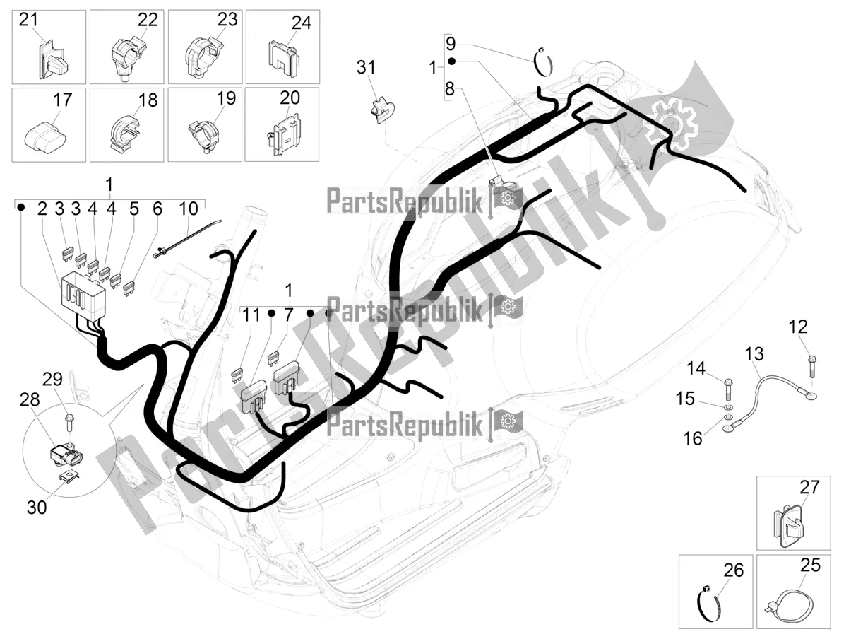 Toutes les pièces pour le Faisceau De Câbles Principal du Vespa GTS 125 Super ABS Iget Apac 2020