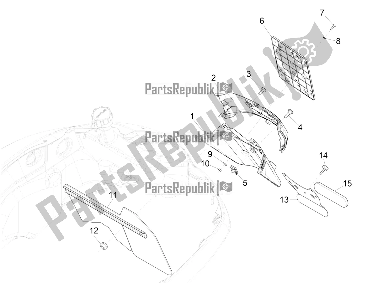 Toutes les pièces pour le Capot Arrière - Protection Contre Les éclaboussures du Vespa GTS 125 Super ABS Iget Apac 2020