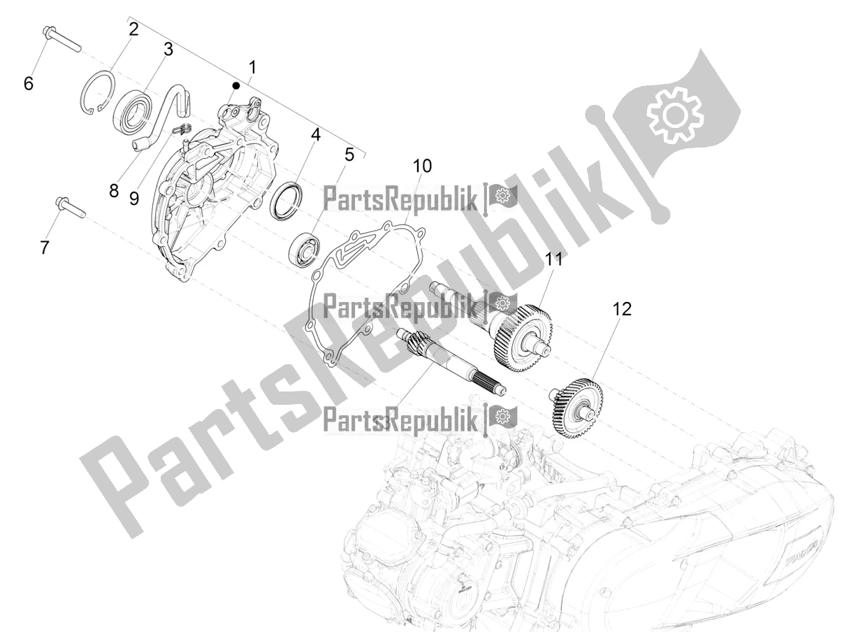 Tutte le parti per il Unità Di Riduzione del Vespa GTS 125 Super ABS Iget Apac 2020