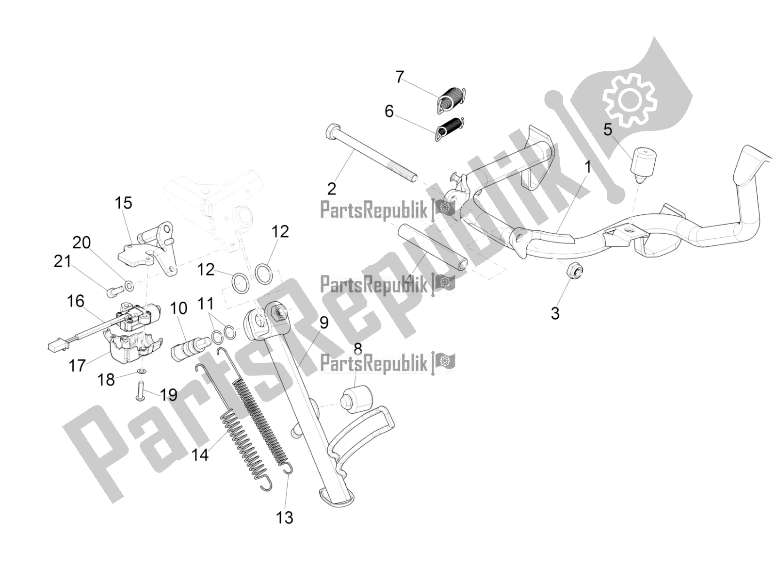 All parts for the Stand/s of the Vespa GTS 125 Super ABS Iget Apac 2020
