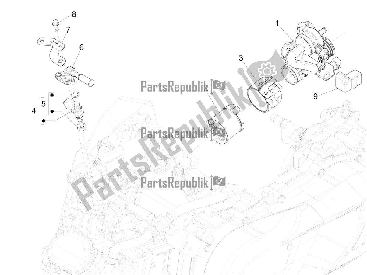 All parts for the Throttle Body - Injector - Induction Joint of the Vespa GTS 125 Super ABS Iget Apac 2020