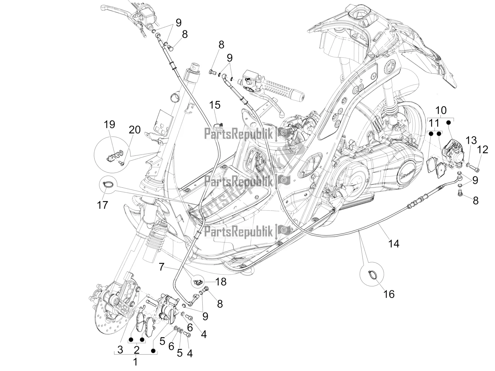 Toutes les pièces pour le Tuyaux De Freins - étriers du Vespa GTS 125 Super IE 2016