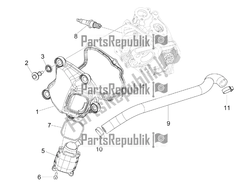 All parts for the Cylinder Head Cover of the Vespa GTS 125 Super IE 2016