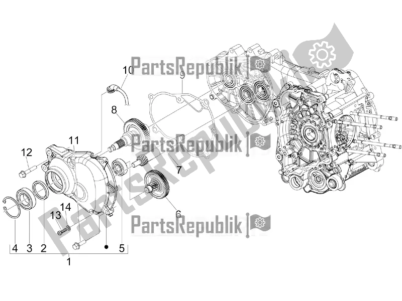 All parts for the Reduction Unit of the Vespa GTS 125 Super IE 2016