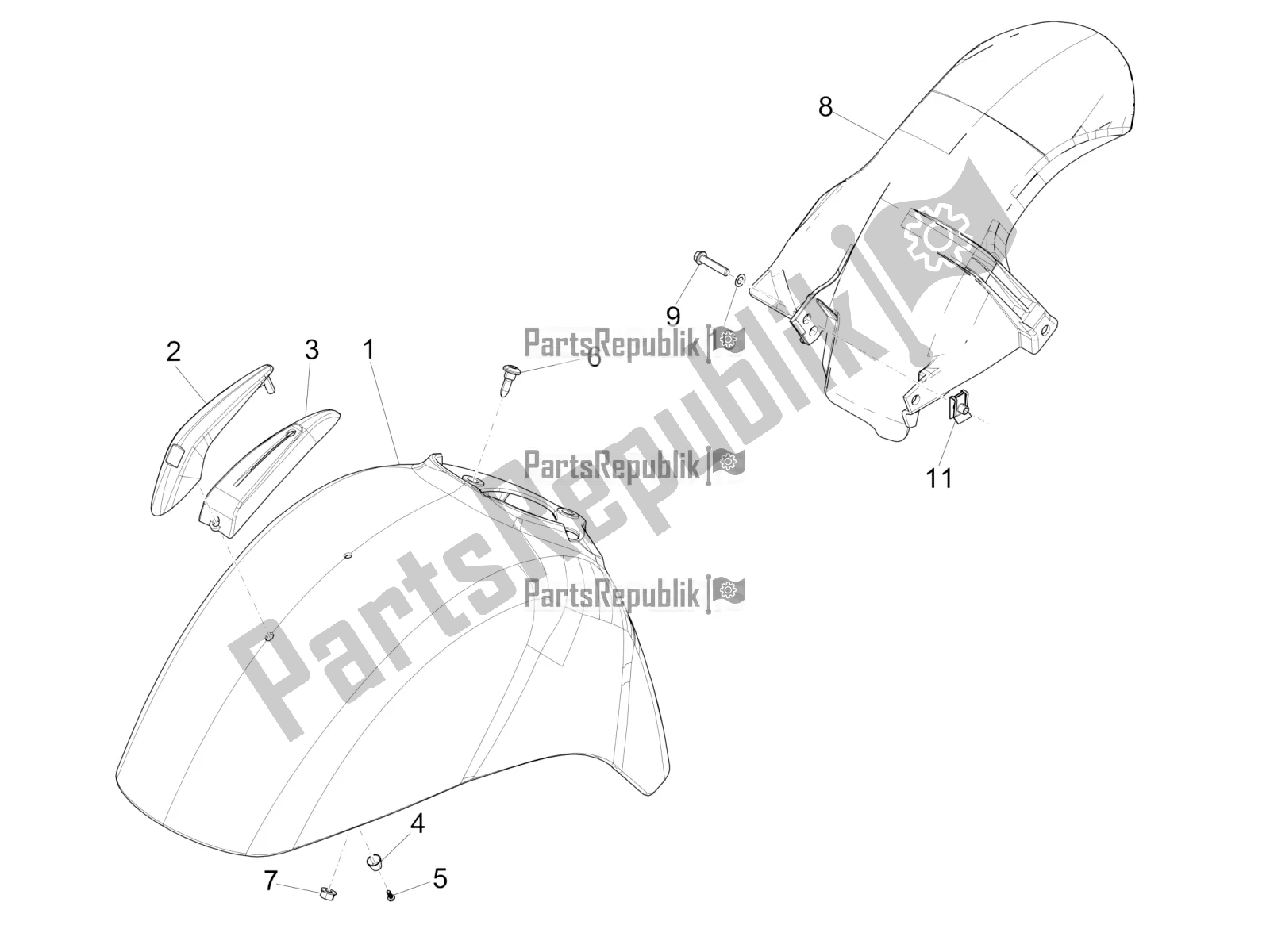 Toutes les pièces pour le Logement De Roue - Garde-boue du Vespa GTS 125 Super IE 2016