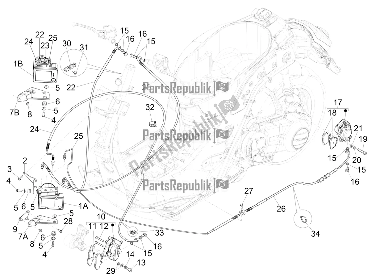 Toutes les pièces pour le Tuyaux De Freins - étriers (abs) du Vespa GTS 150 3V IE ABS 2016