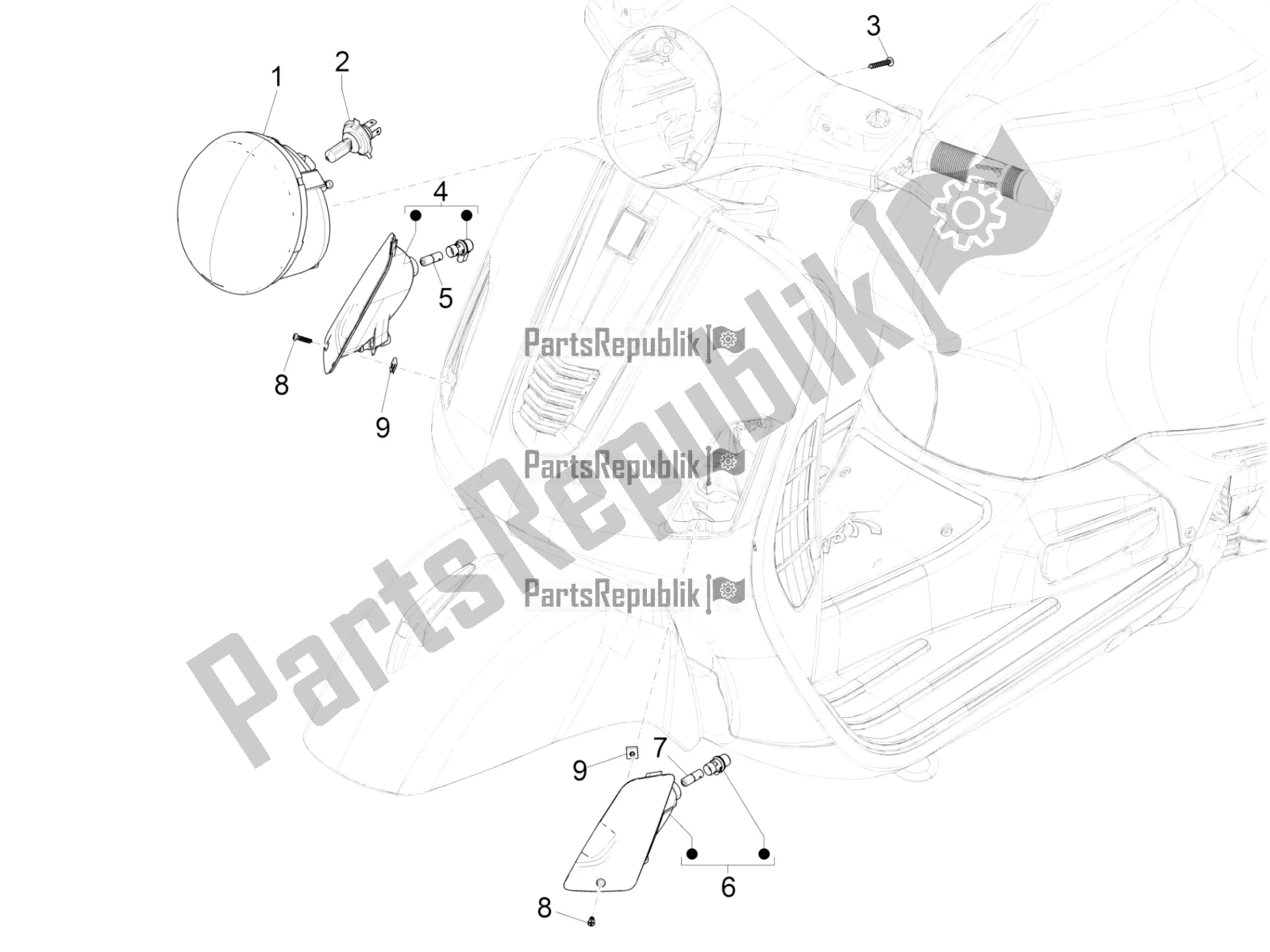 Toutes les pièces pour le Phares Avant - Clignotants du Vespa GTS 150 3V IE ABS 2016