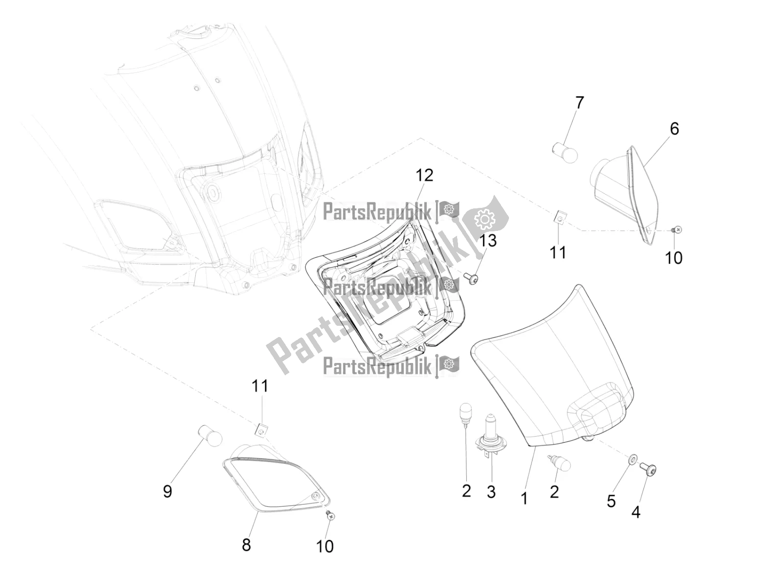 All parts for the Rear Headlamps - Turn Signal Lamps of the Vespa GTS 150 3V IE ABS 2017