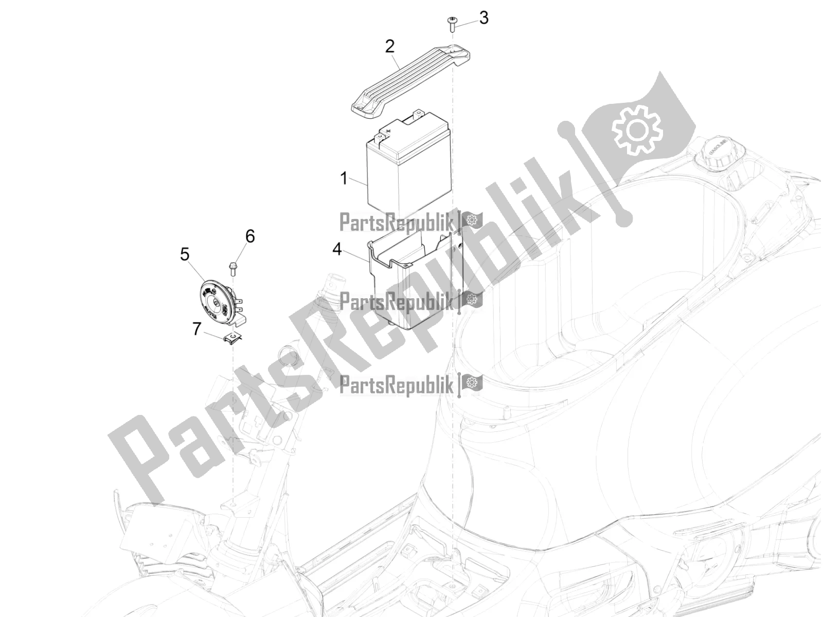 Todas las partes para Interruptores De Control Remoto - Batería - Bocina de Vespa GTS 150 3V IE ABS 2017