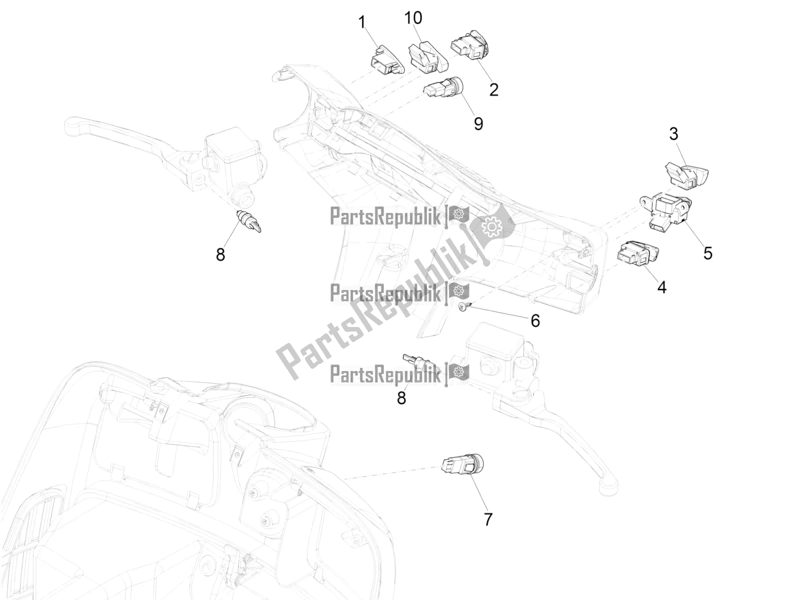 Toutes les pièces pour le Sélecteurs - Interrupteurs - Boutons du Vespa GTS 150 3V IE ABS 2017