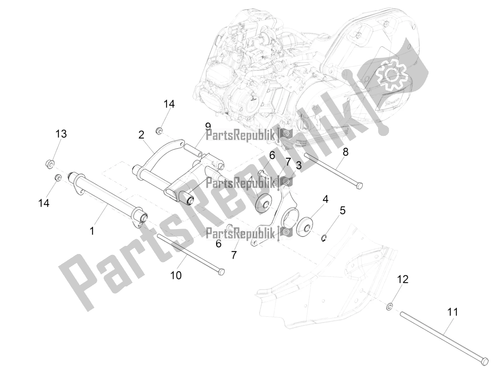 Todas las partes para Brazo Oscilante de Vespa GTS 150 3V IE ABS 2017