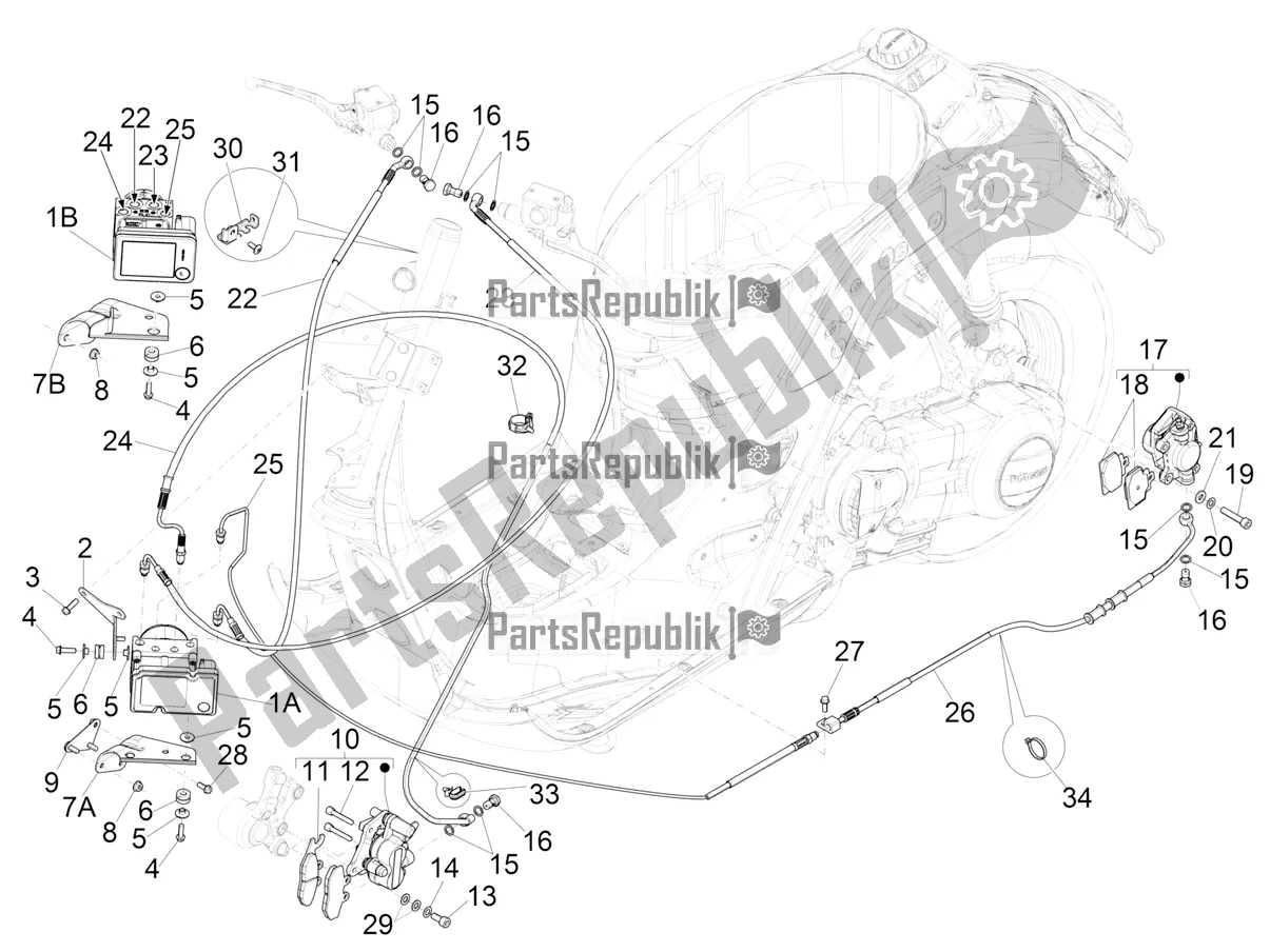 Todas las partes para Frenos Tubos - Pinzas (abs) de Vespa GTS 150 3V IE ABS 2018