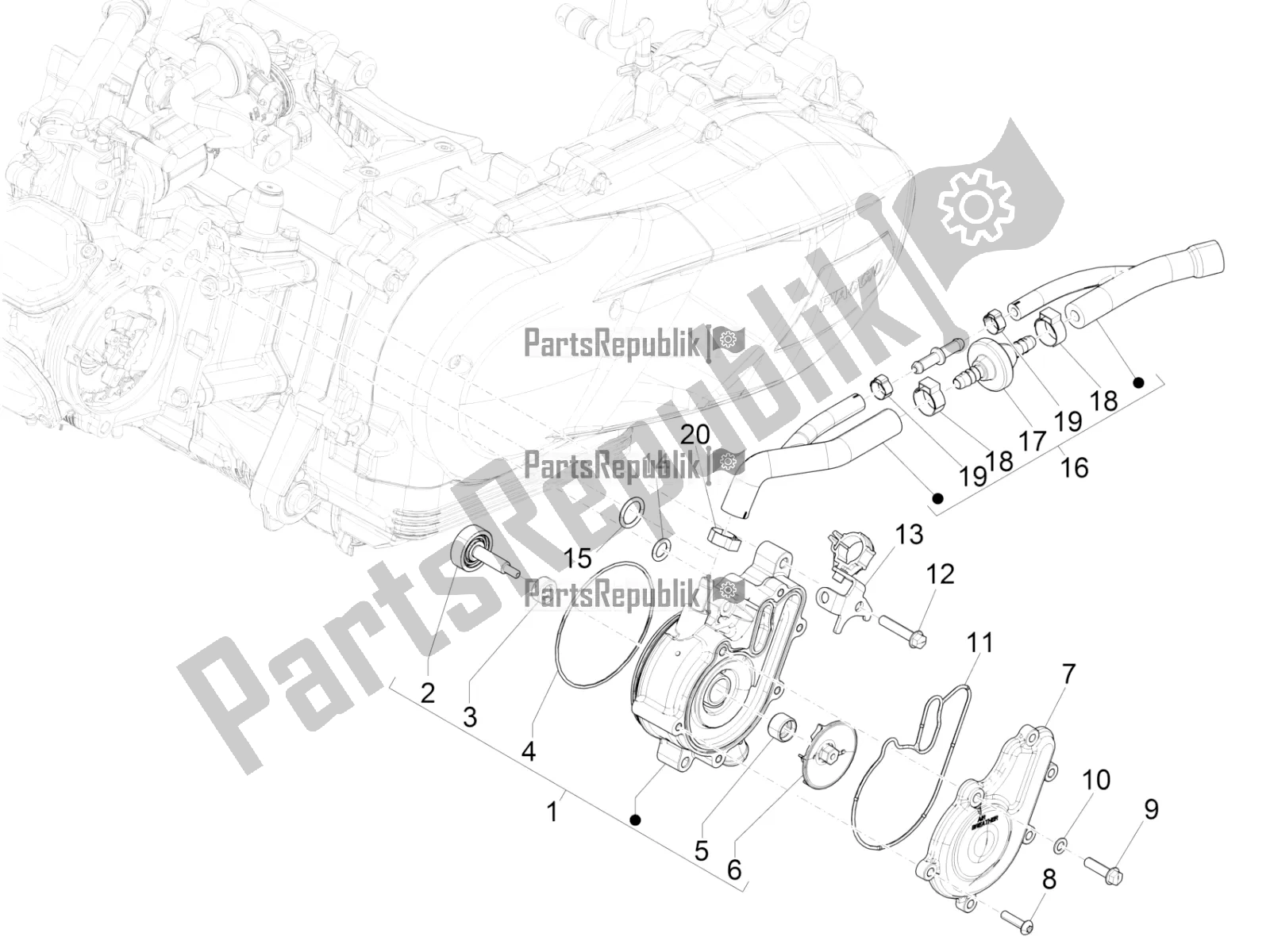 Todas las partes para Bomba De Enfriamiento de Vespa GTS 150 3V IE ABS 2018