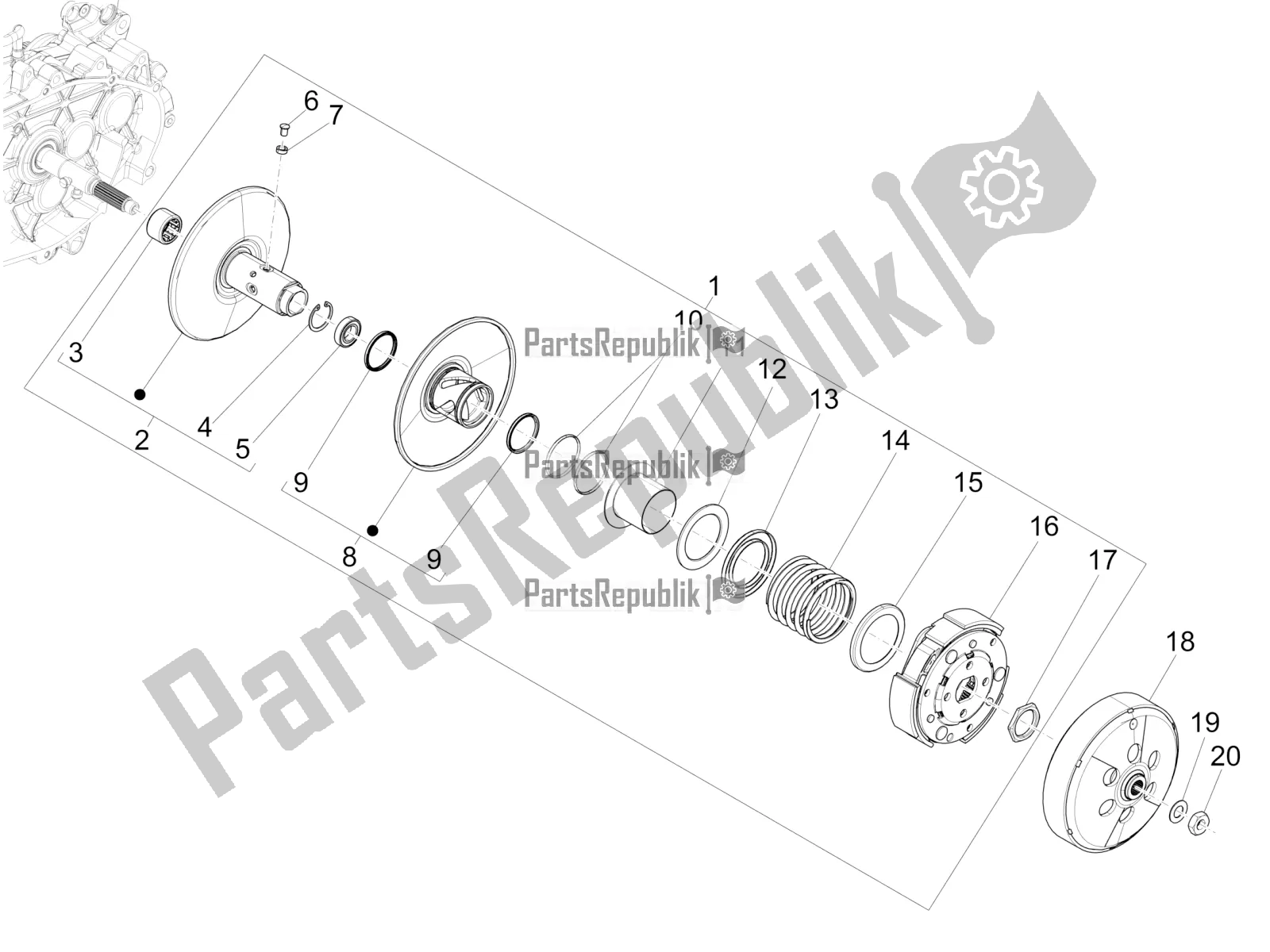 Toutes les pièces pour le Poulie Menée du Vespa GTS 150 3V IE ABS 2018