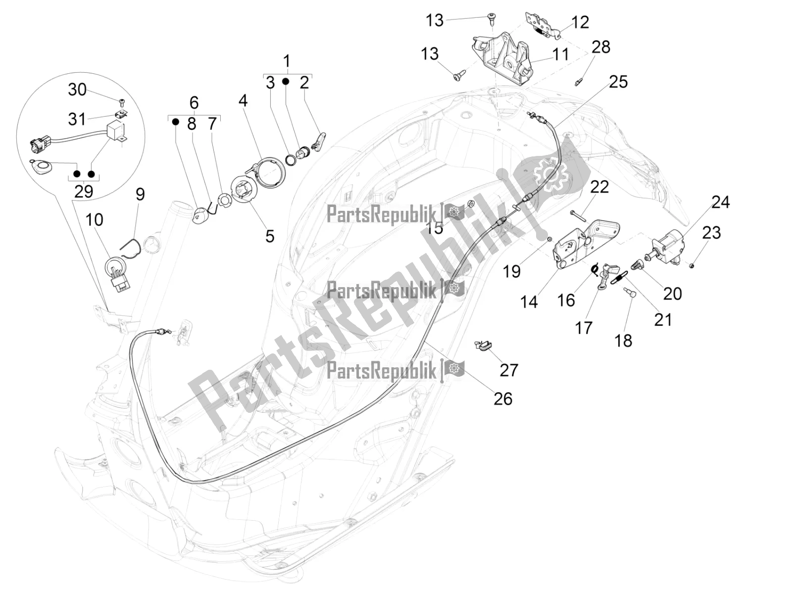 Toutes les pièces pour le Serrures du Vespa GTS 150 3V IE ABS 2018