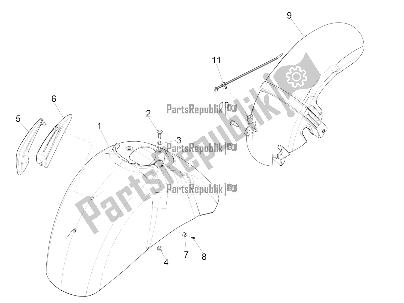 Todas las partes para Carcasa De La Rueda - Guardabarros de Vespa GTS 150 3V IE ABS 2018