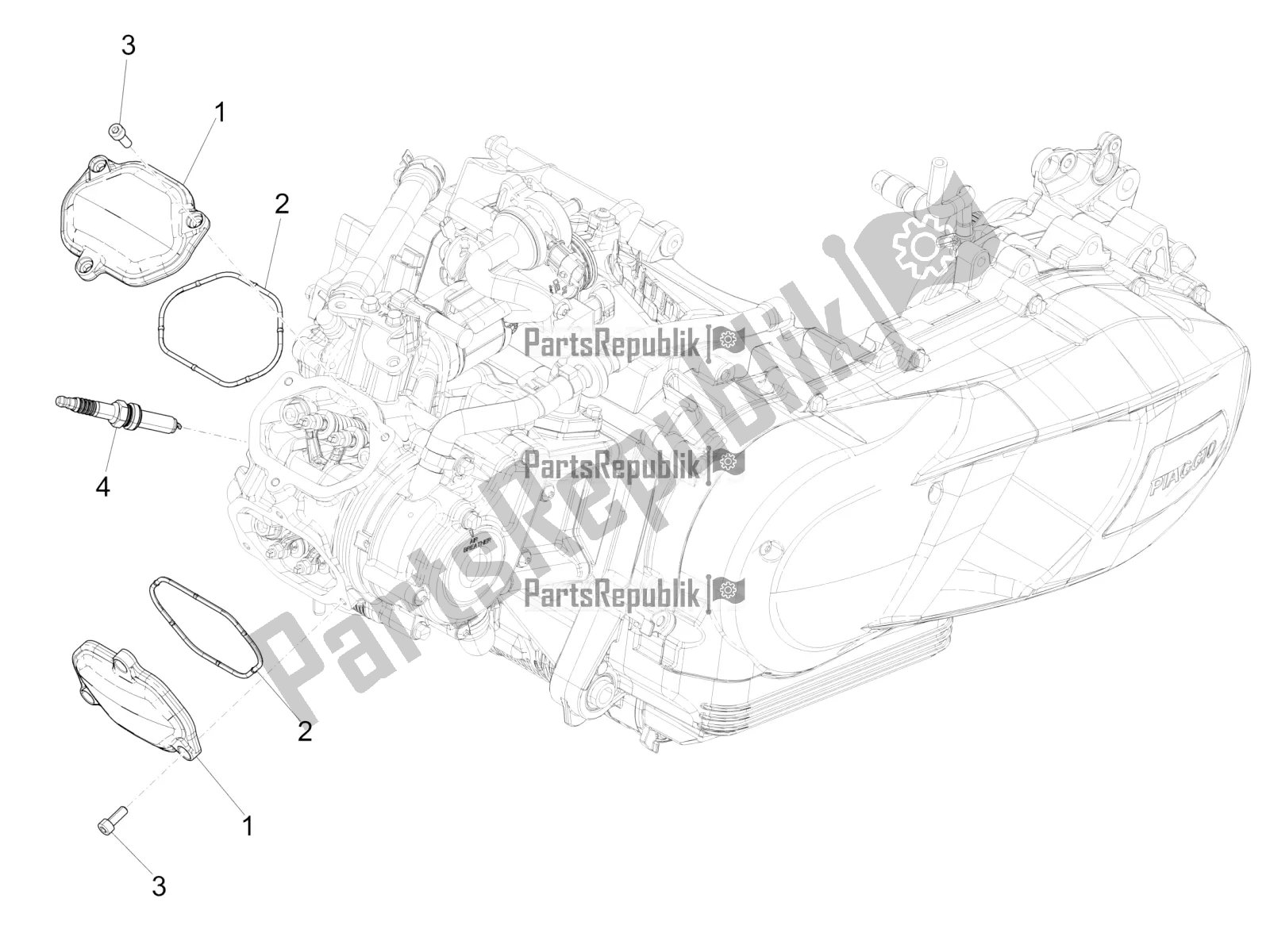 Todas las partes para Cubierta De Tapa De Cilindro de Vespa GTS 150 3V IE ABS 2019