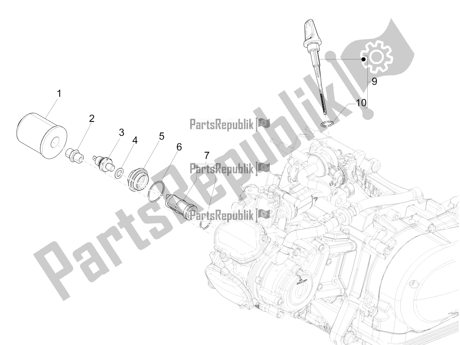 Toutes les pièces pour le Couvercle Magnéto Volant - Filtre à Huile du Vespa GTS 150 3V IE ABS 2019